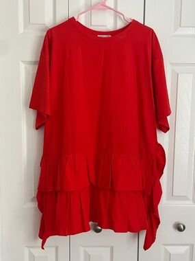 Zara Bright Red Crewneck Top